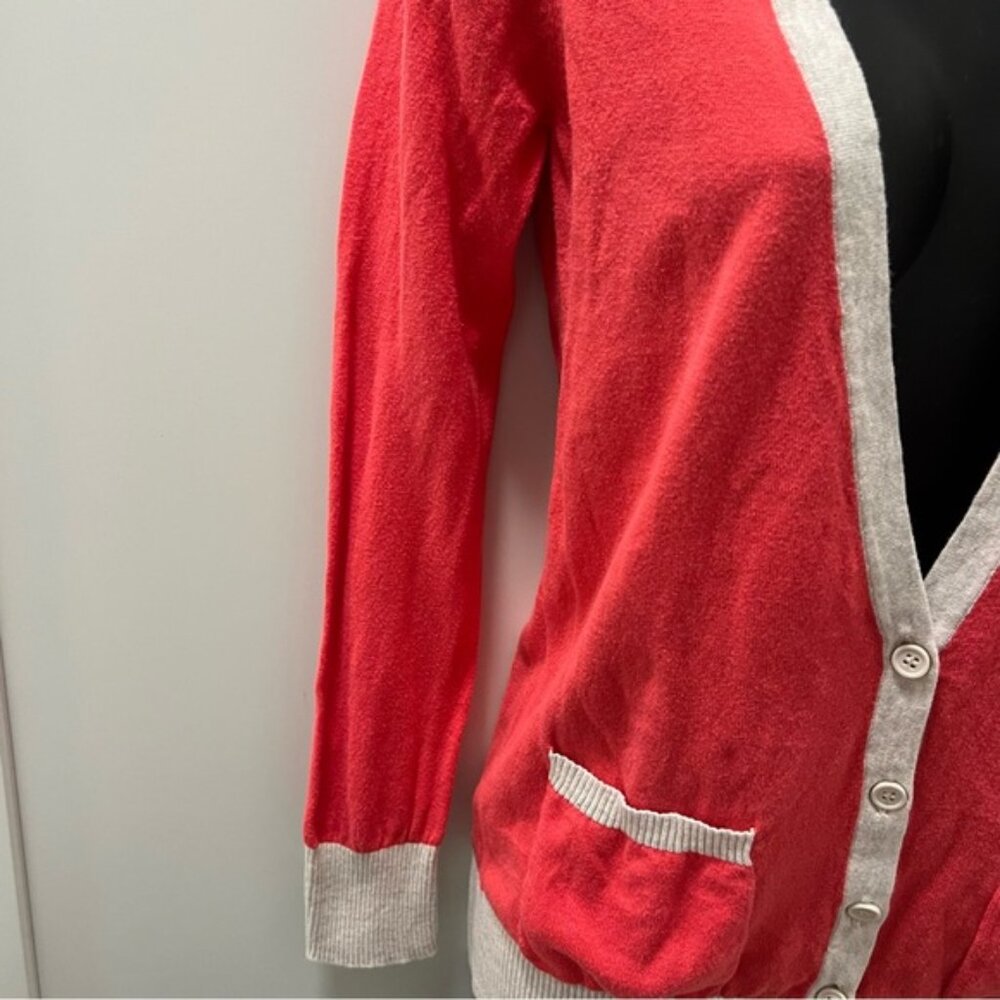 Vintage FOREVER 21 100% Cotton Coral Orange Pink Cardigan Sweater Size Small - Picture 8 of 10